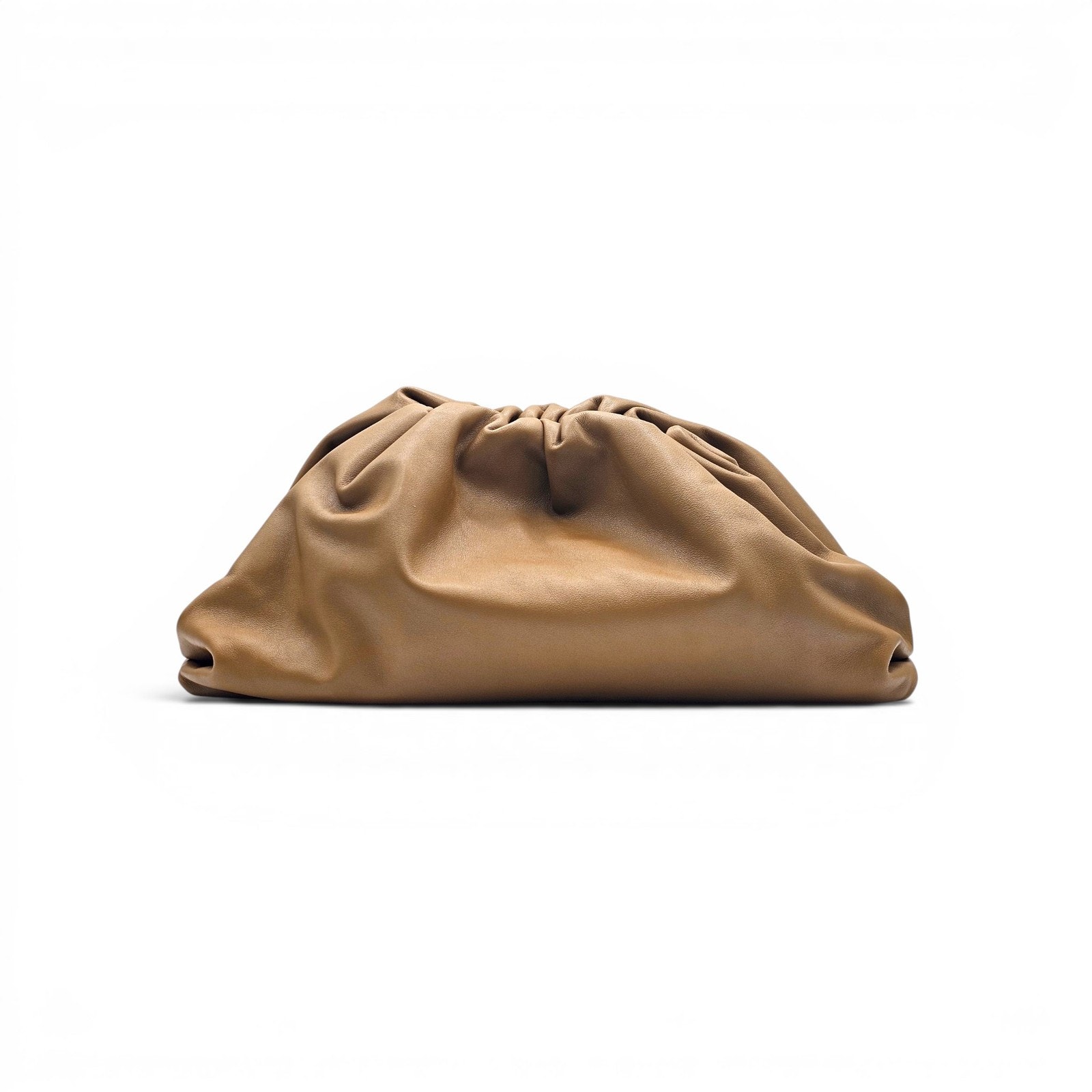 Bottega Veneta The Pouch Smooth Butter Calf Leather Oversized Clutch Tan Brown